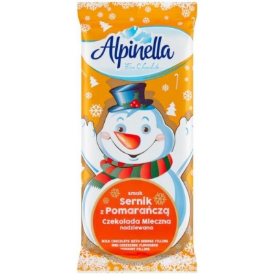 Молочный шоколад Alpinella с начинкой Апельсиновый чизкейк Молочный шоколад Alpinella с начинкой Апельсиновый чизкейк
