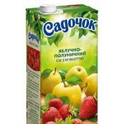 Яблучно - полуничний сік з м'якоттю, Садочок, 0.95 л