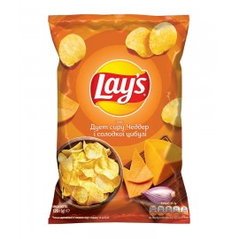 ЧИПСЫ КАРТОФЕЛЬНЫЕ СО ВКУСОМ СЫРА ЧЕДДЕР И ЛУКА LAYS ЧИПСЫ КАРТОФЕЛЬНЫЕ СО ВКУСОМ СЫРА ЧЕДДЕР И ЛУКА LAYS