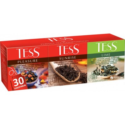Набор чая TESS Pleasure + Sunrise + Lime